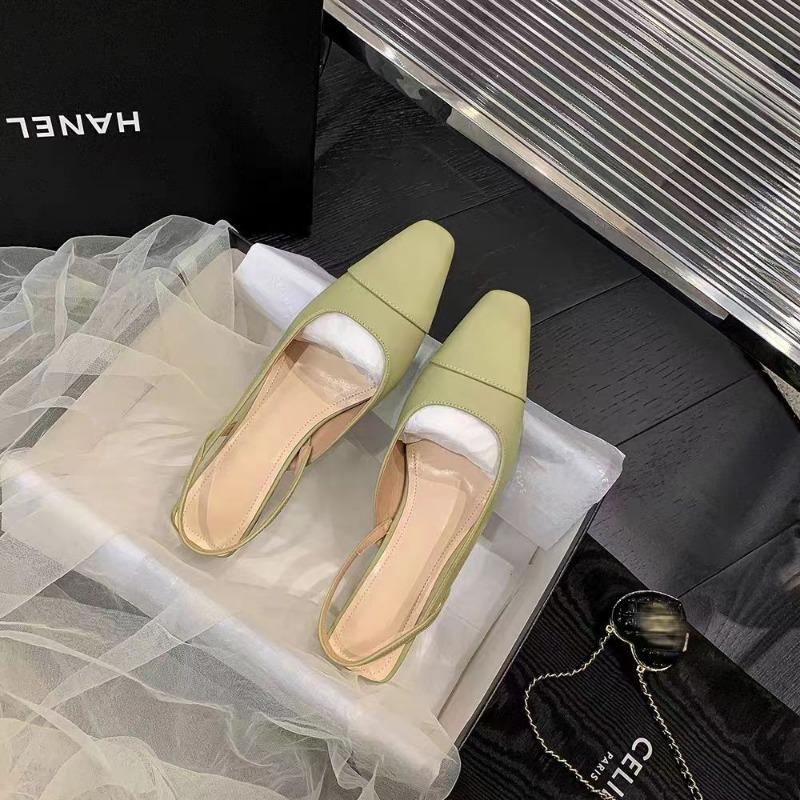 Fashion Solid Square Heel Fashion Sandals for Women2024new Hot Sale Summer Baotou Rubber Ladies Shoes One-line Buckle Pu Women's Sandals