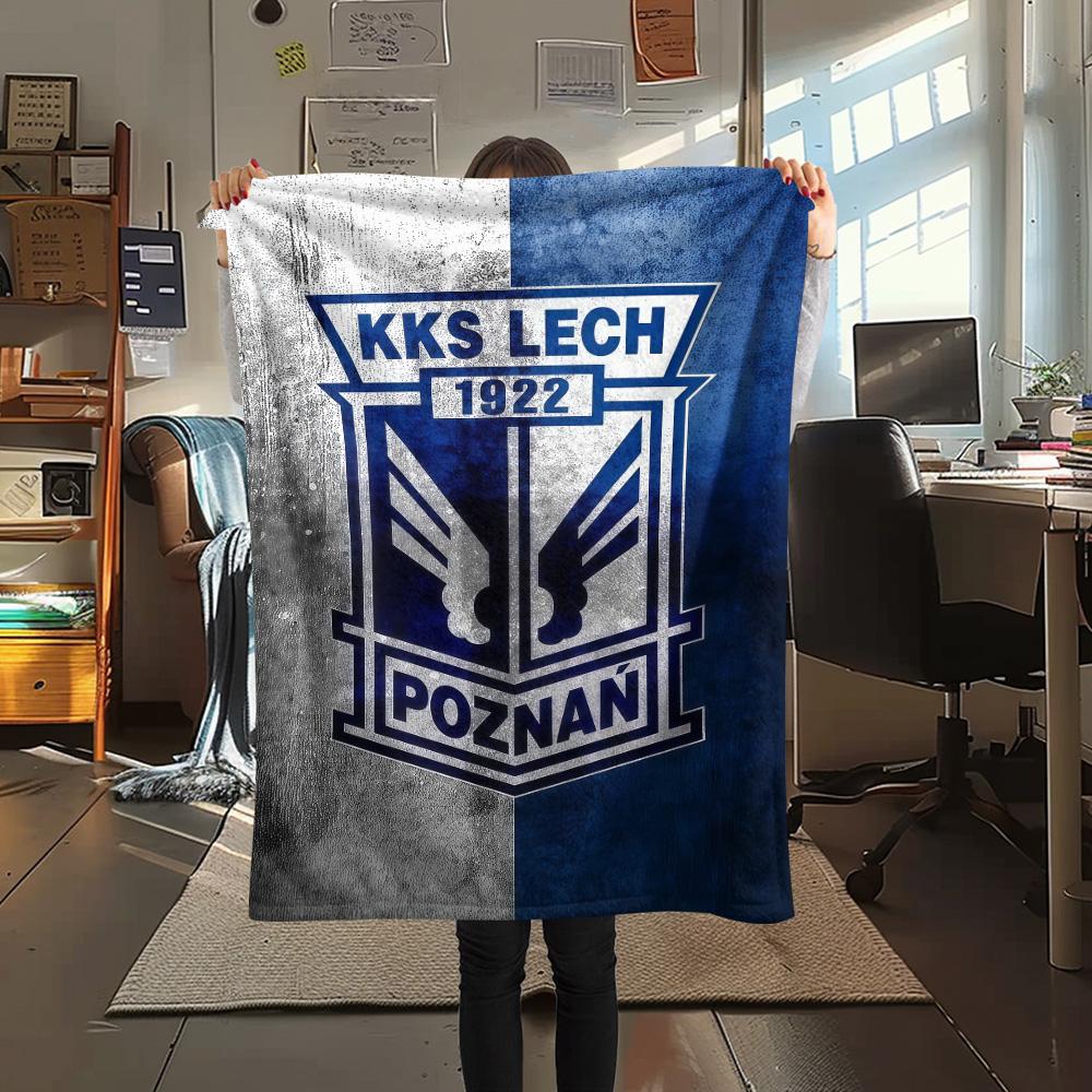 KKS Lech Coperta in Flanella, Alta qualità Confortevole per Tutte le Stagioni, Decorazione per la Casa, Calore e Comfort