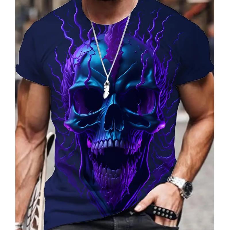 

Новая летняя мужская модная футболка с принтом скелета, мужская футболка, топ 8XL фиолетовый