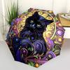 1pc Colorful Cat Mandala Automatic Opening Folding Umbrella with 8-Bone Iron Frame - Outdoor for Fans, Travelers, Daily Use, Festive Gift.KK054