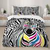 Zebra Duvet Cover Set King Queen Size Polyester Comforter Cover Black And White Stripe Wild Animals For Kids Teens Bedding Set