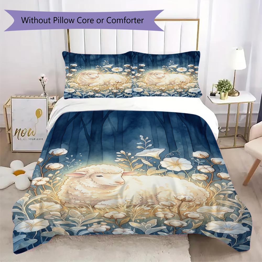 Healing animals Pattern Bedding uilt Set uilt Cover Pillowcase Home Decoration Birthday Gift (1 * duvet cover + 2 * pillowcase without core)