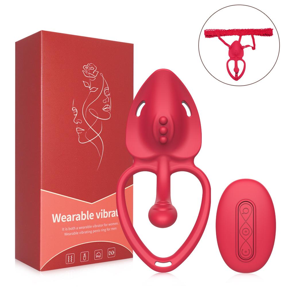 Wearable Panty Vibrator Adult Sex Toy Wireless Control Vibrating Penis Ring with Lace Strap Clitoral Stimulator for Women Couple