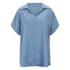 Women's Casual Black Short-Sleeve Shirt - Versatile Solid Color for Business or Leisure