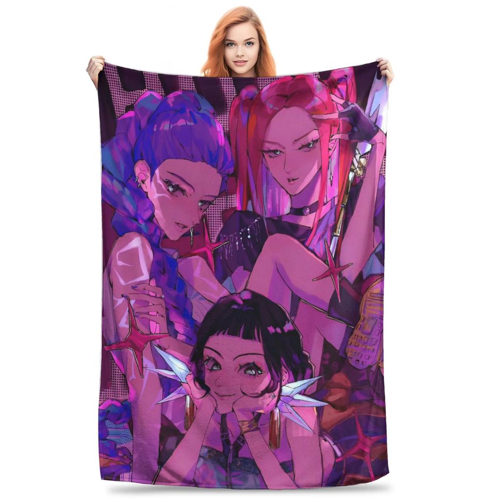 Huntrix KPop Demon Hunters Mira Zoey Rumi Super Soft Blanket Decorative Plush Bedding Throws Flannel Bedspread Sofa Bed Cover