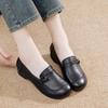 Middle-aged and Old Deep-mouth Retro Single Shoes Women's Autumn New Leather Flat-heeled Soft-soled One-pedal Round-head Mother Shoes