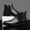 High Quality Genuine Leather Chelsea Men's Boots Pointed Low Heel Brand Men's Boots Show Business Formal High Top Leather Shoes