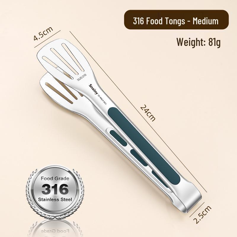 Food-Grade Stainless Steel Anti-Scald Tongs for Grilling, Frying, and Oil-Draining