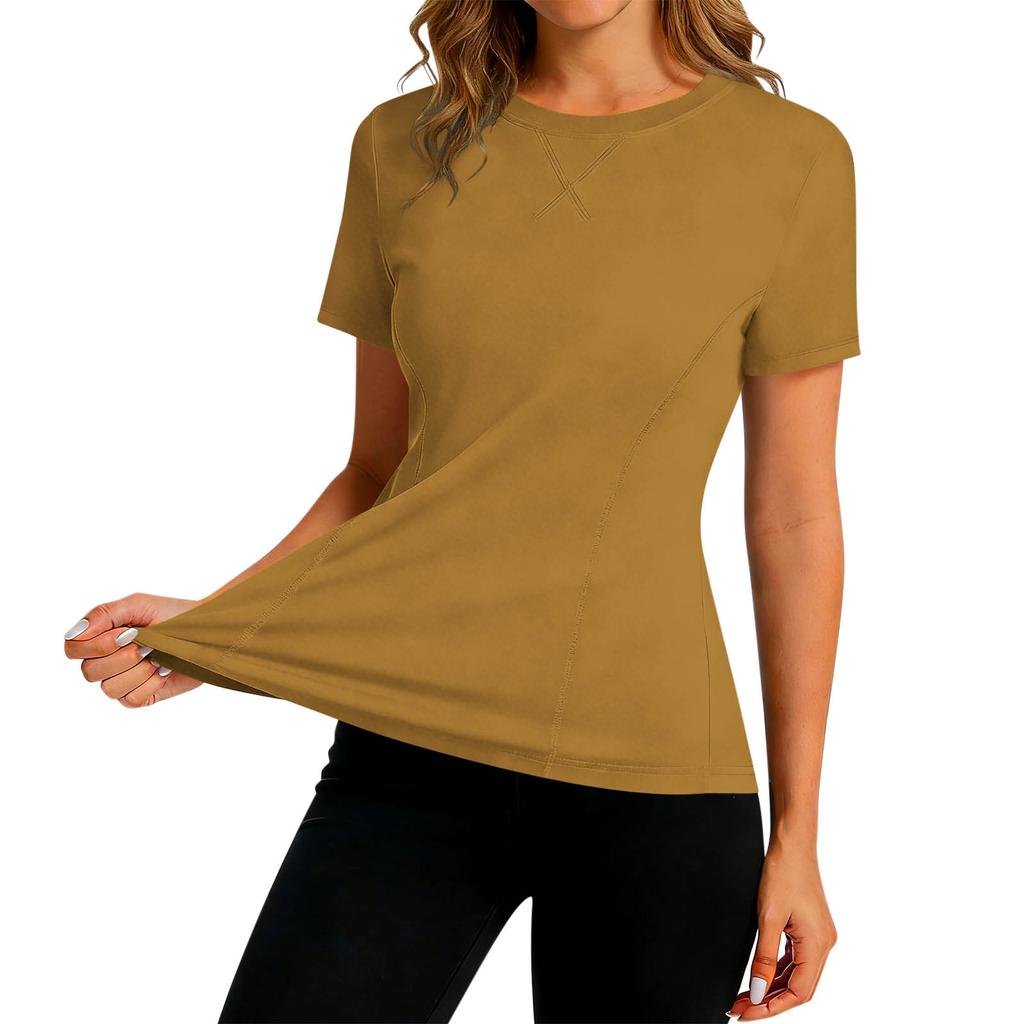 Womens Short Sleeve Athletic Top Moisture Wicking Quick Dry Performance T Shirt Lightweight Stretchy Gym Tee Workout Shirt