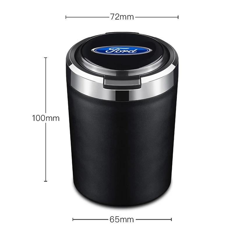 Hot Car Ashtray with Lid Smell Proof Stainless Steel Blue Led Portable Ashtray Cup For Ford Mk2 Mk3 Mk4 Mk5 Mk7 Fiesta FOCUS 2 3
