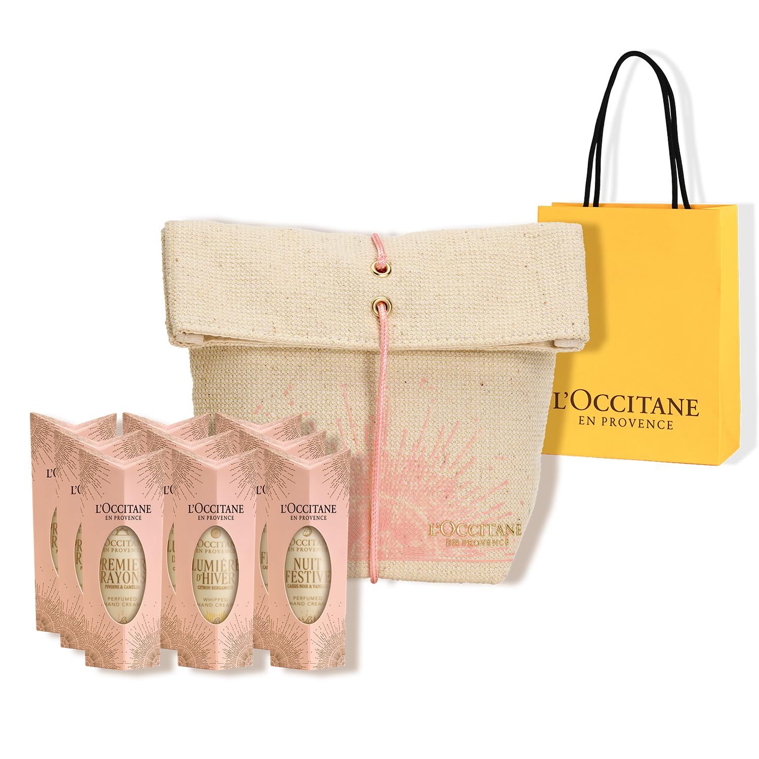 

Hand Cream GIFT FOR 9 Hand Gift Gift for Women and Popular Holiday Gift Set with Pouch and Shopper Bag [2025 Holiday] L OCCITANE ALL, Mini-Sized золотой