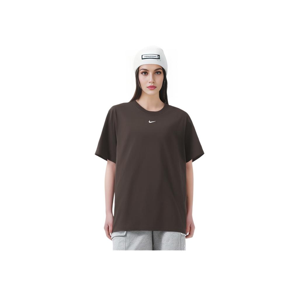 Nike Logo Print Solid Color Outdoor Casual Sports Crew Neck Short Sleeve T-Shirt Women T-Shirts Baroque-Brown FD4150-238