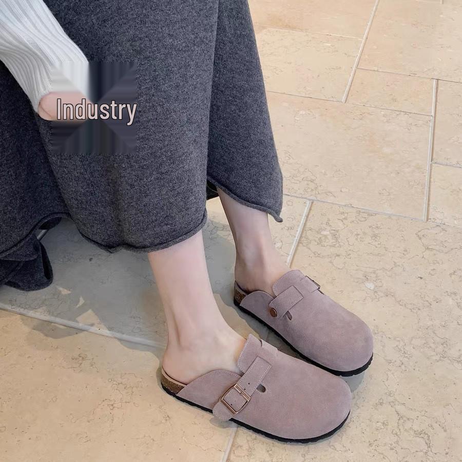 In-Stock Genuine Leather Birkenstock Shoes: Size 35-46, Closed-Toe, Cork Sole, Thick-Soled, Outdoor Slip-Ons.