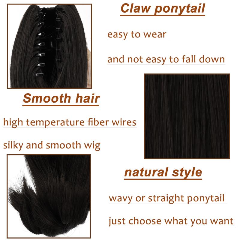 LISI HAIR Women Short Natural Ponytail Wig Clip On Synthetic Fiber Hair Extensions Black Brown Blond Suitable for Party Daily Use