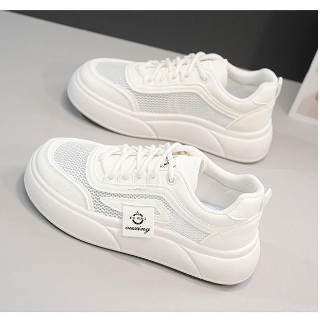 

Board shoes women s mesh breathable little white shoes soft sole thick sole heightening sports and leisure shoes net shoes thin shoes 40 хакі