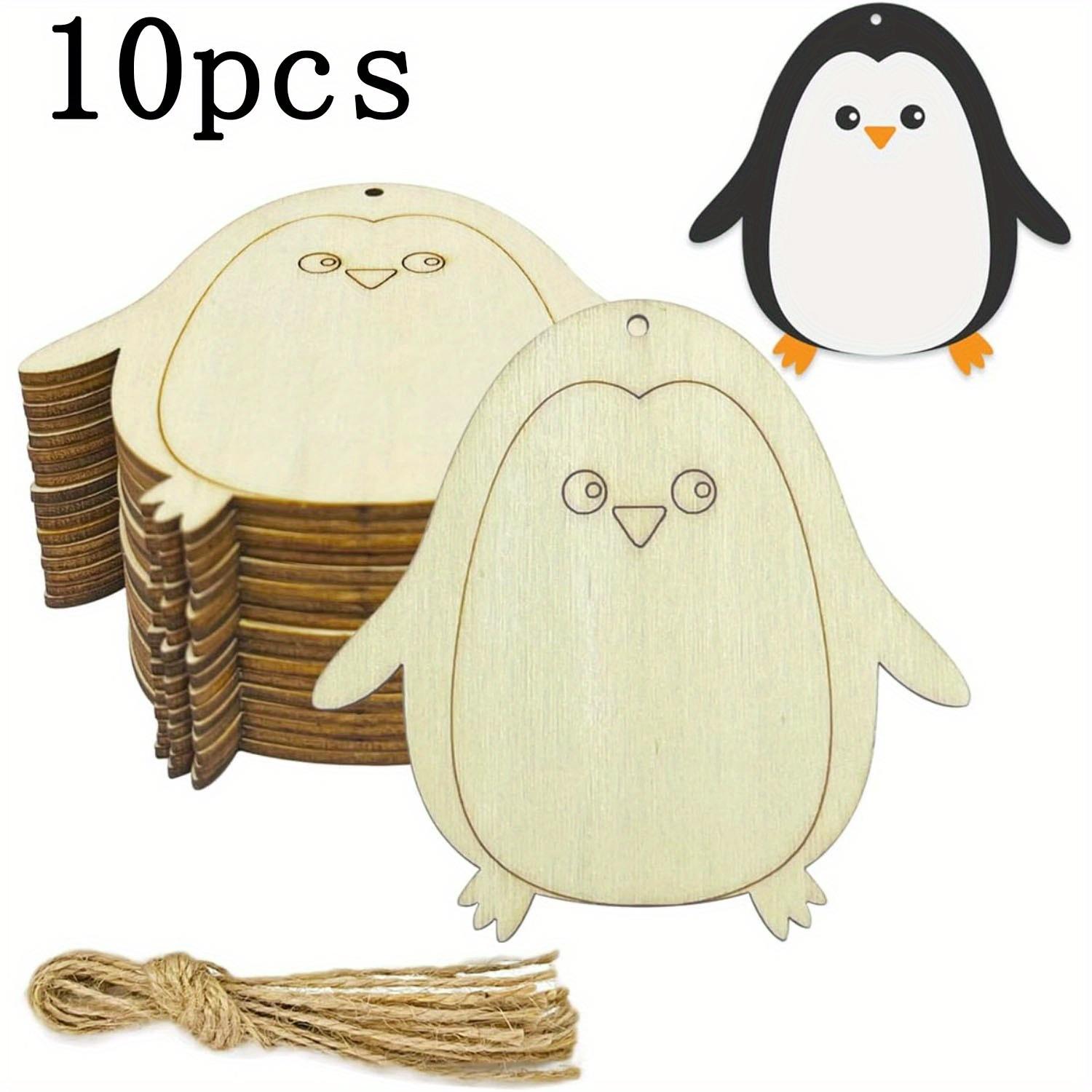 

Penguin Unfinished Wood Chip Crafts DIY Painting Decorations for Birthday Wedding Party Desktop Suitable as Creative Gifts