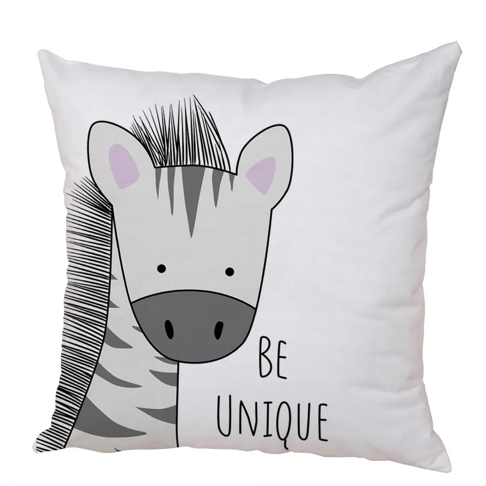 Nordic Zebra Hippo Giraffe Lion Crocodile Pillow Case Decor Animal Cushion Cover for Sofa Home Peach Skin Pillowcase 45x45cm
