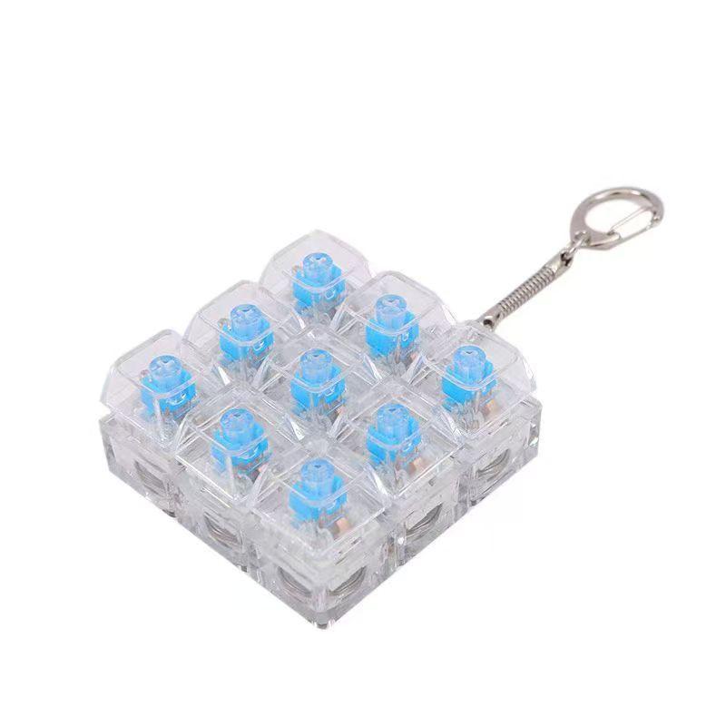 Explosive Nine-Key Decompression Button Keychain Pendant Fingertip Press Decompression Luminous Toy Fingertip Button Without light opp прозрачный белый