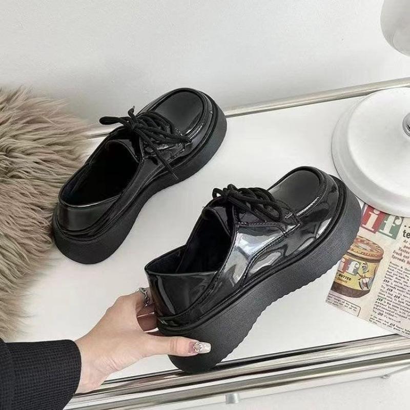Platform College Small Leather Shoes Women's New Autumn Black Work Sub-single Shoes