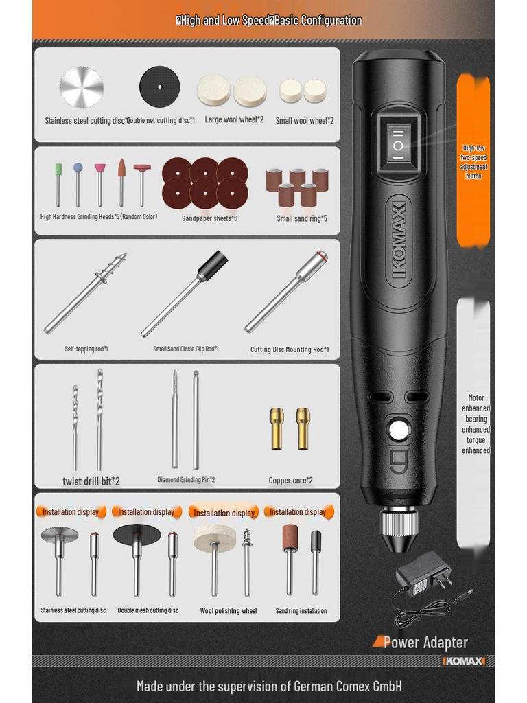 Handheld Electric Grinder & Polisher for Wood, Jadeite, Carving, and Cutting: Compact Electric Drill Tool