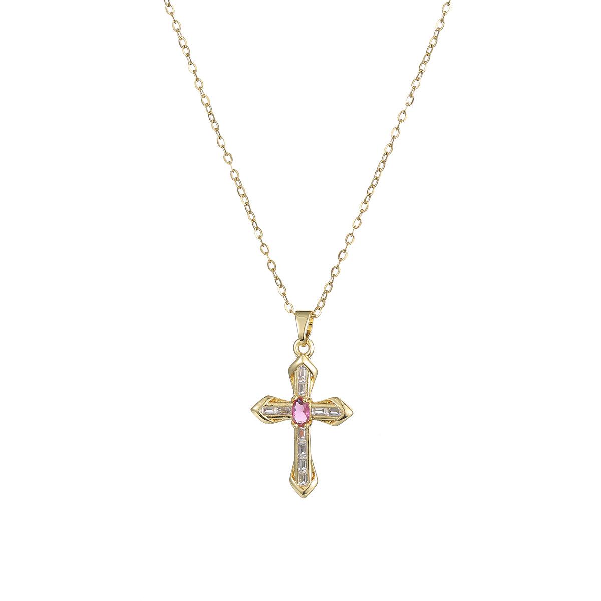 

Stainless Steel Chain Luxury Crystal Zircon Cross Pendant Necklaces for Women Men New Gold Color Cross Jewelry Gifts for Lover