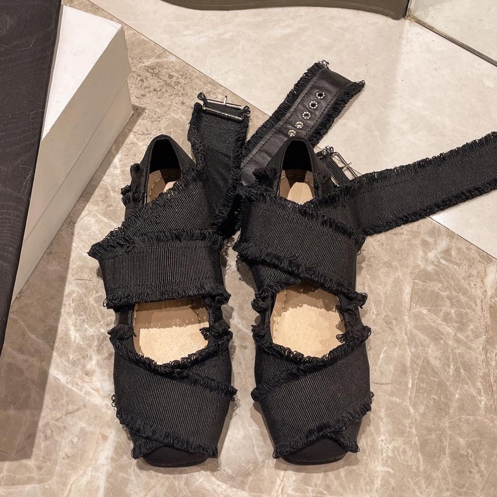 Fashion Women's Flats Canvas Fashion Square Toe Shoes Casual Slip-On Genuine Leather  Shoes Women Zapatos De Mujer Single Shoes