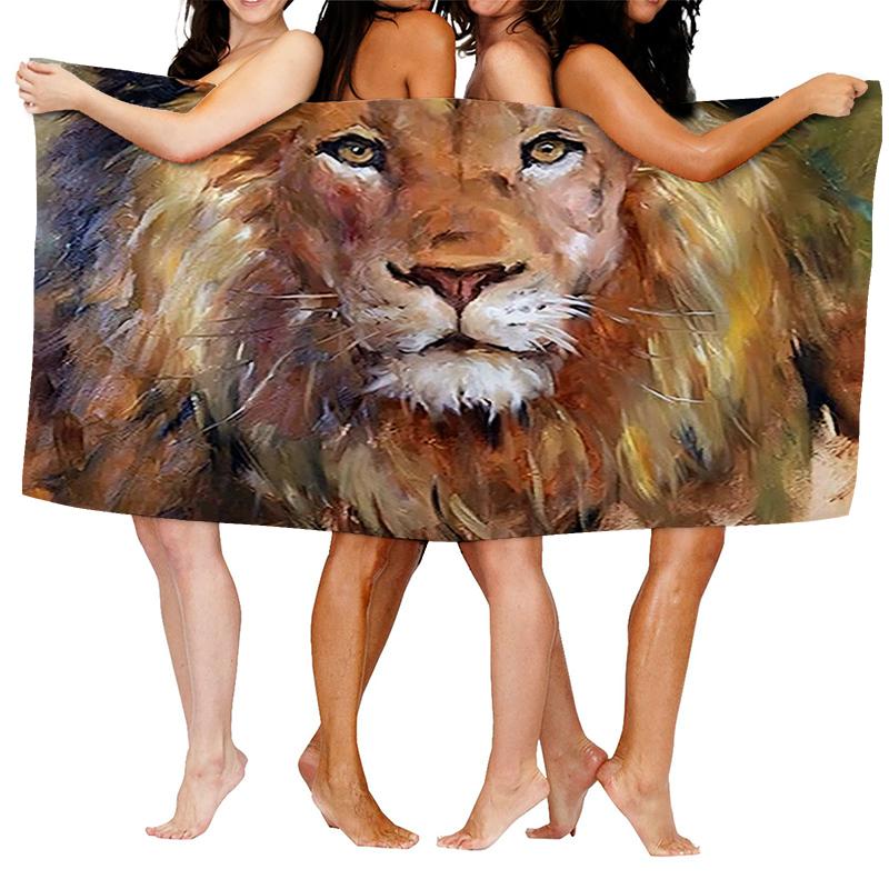 Home bath towels for the body towels bathroom quick drying microfiber beach towel Oil painting style man large sports towel