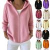 Cardigan con cappuccio e zip a maniche lunghe colorato da donna per l'uso quotidiano casual