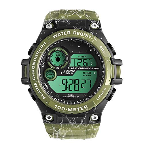 

Многофункциональные мужские часы с водозащитой 10 АТМ, идеально подходящие для плавания, дайвинга и серфинга, с будильником, календарем, секундомером, двойным временем и 12-часовым форматом.