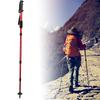 Outdoor Aluminium Alloy 4 Sections Suspension Straight Handle Trekking Pole Walking Stick Alpenstock for Climbing