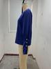 2024 Autumn Fashion Women's V-Neck Long Sleeve Button-Down Solid Color Top