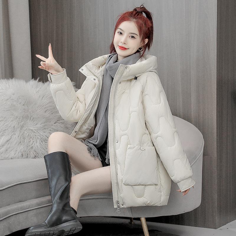 Winter Women's Clothing New Medium and Long Hooded Down Cotton-padded Clothes Thickened and Warm Small Cotton-padded Jackets Trendy