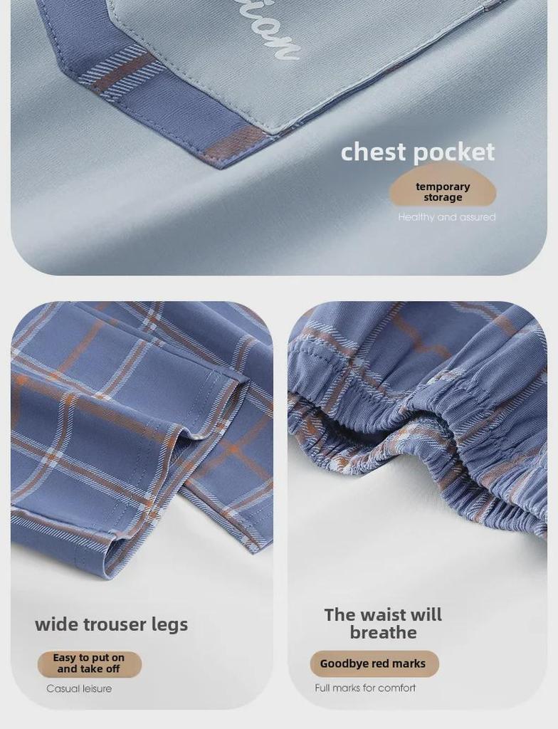 Men's Cotton Pajamas Set - Long-Sleeved, Youthful Design for All Seasons