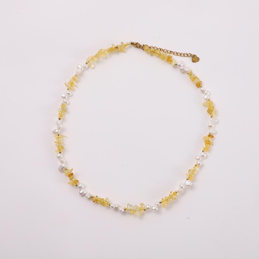 Nischen-Naturstein-Schlüsselbein-Kette - Unregelmäßiges Amethyst-, Peridot-, Citrin-Splitterstein-Perlen-Armband & Halskette