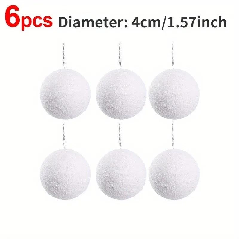 4/6/8cm White Christmas Balls Decoration Christmas Tree Hanging Accessories New Year Gift Box Navidad DIY Party Home Room Decor