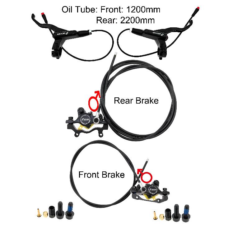 ZOOM Bike Electric Scooter Power Off Control Oil Hydraulic Disc Brake Caliper 2200 1200mm for Zero 10X 11X KUGOO G Booster G1