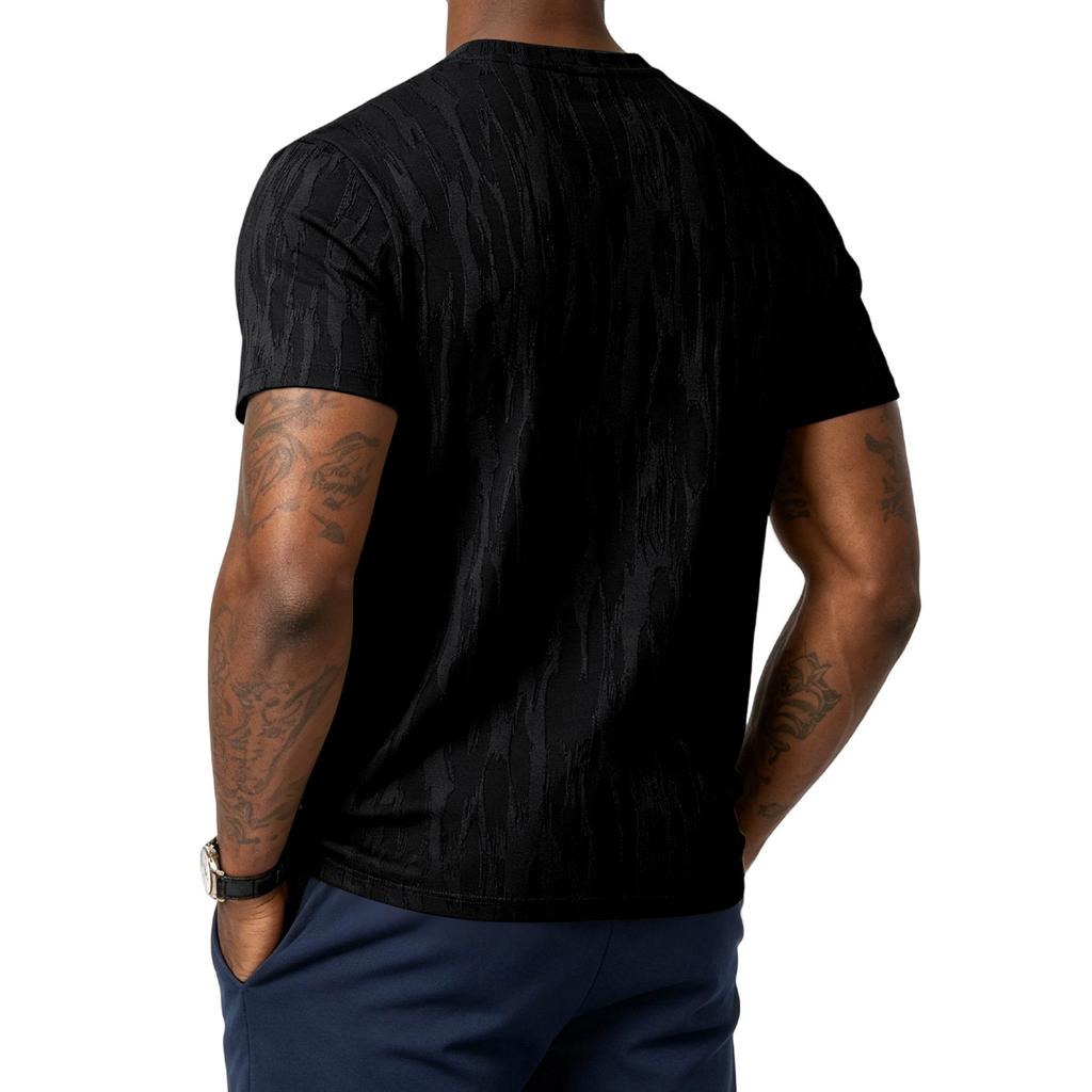 Men's Short Sleeve Crew Neck Knit T Shirt with Subtle Pattern Lightweight Breathable Casual Fit Top for Daily Wear