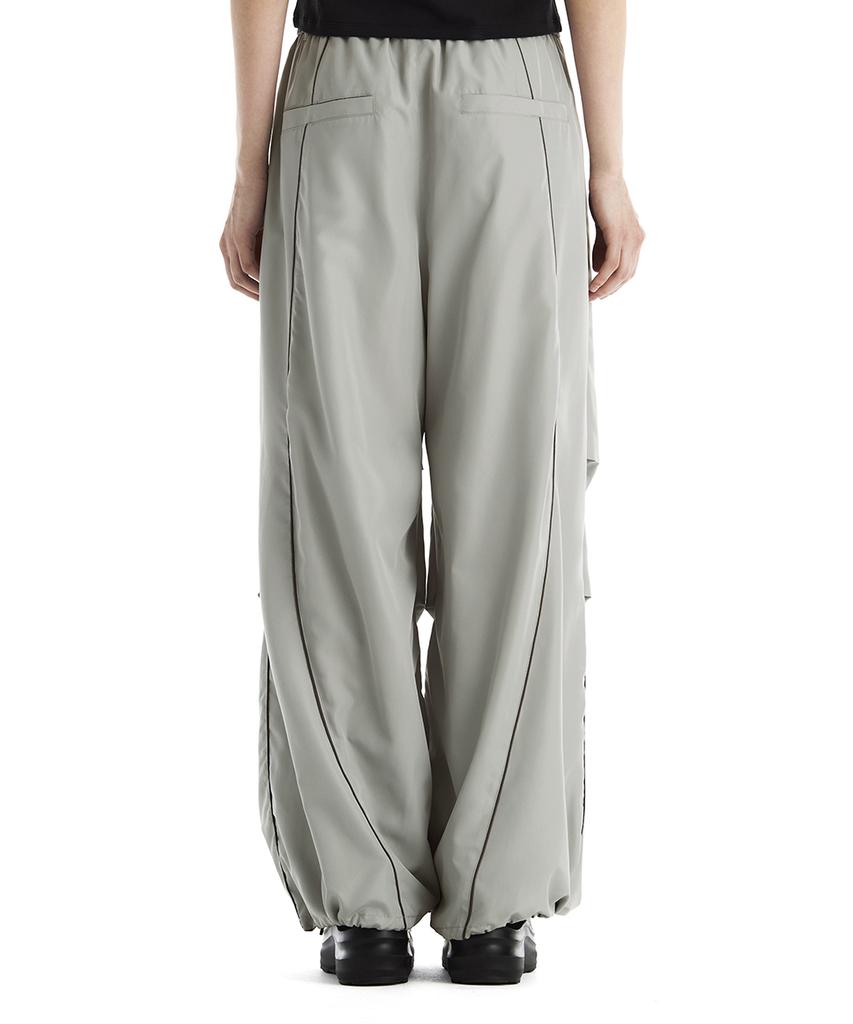 Teulimingbeodeu Contrast Piping Set-Up Track Pants [ Gray ]