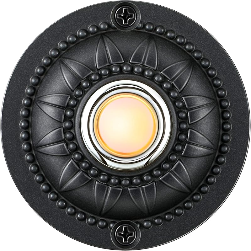 Dreyoo Круглая металлическая кнопка дверного звонка, Черная проводная подсвечиваемая светодиодная кнопка дверного звонка, Замена, Сплошное железо, Дверной звонок для дома, Универсальный, Для гаражной двери теплый белый