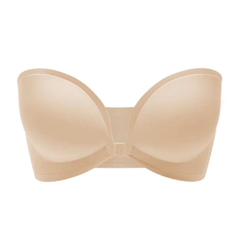 Xingmian Women s Strapless Front-Buckle Push-Up Bandeau Bra 75B