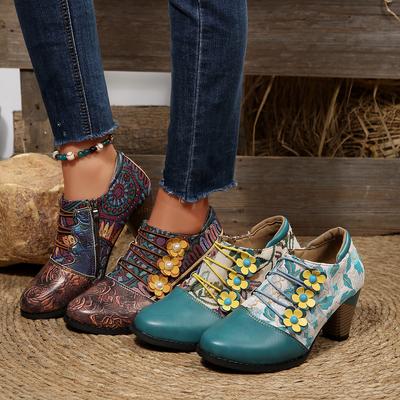 Fashion Women Outdoor Fashion Boots Retro Pointed Toe 2025 High Heels Women Shoes Bohemian Buckle Ankle Short Boots Zapatos De Mujer