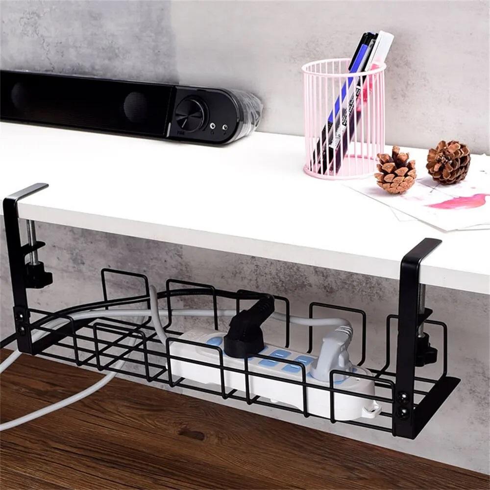 Undertable Storage Rack Metal Cable Tray Computer Desk Wire Organizer Without Perforated Kitchen Storage Accessories