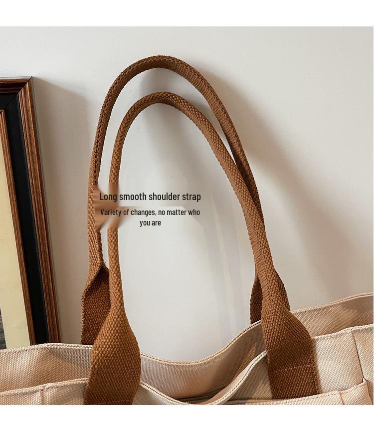 Versatile Women's Large Canvas Tote - Fashionable Mother-Child Casual Shoulder Bag for School & Commute