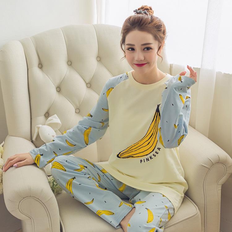 Women's Cute Cartoon Long Sleeve Pajama Set – Comfortable Thin Style for Spring, Autumn, and Winter, Wearable Outdoors