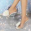 Fashion Big Size Square Toe Transparent Slippers Women's Shoes With Platform Heeled Mules Luxury Slides Med Soft High Designer Summer Pa