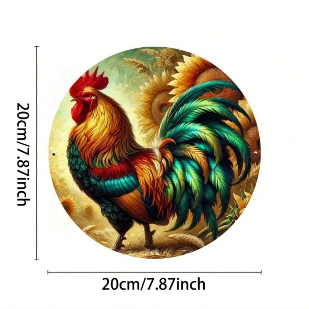 Vintage Rooster Metal Wall Decor, Farmhouse Art for Living Room, Rustic Sign for Home Indoor Outdoor