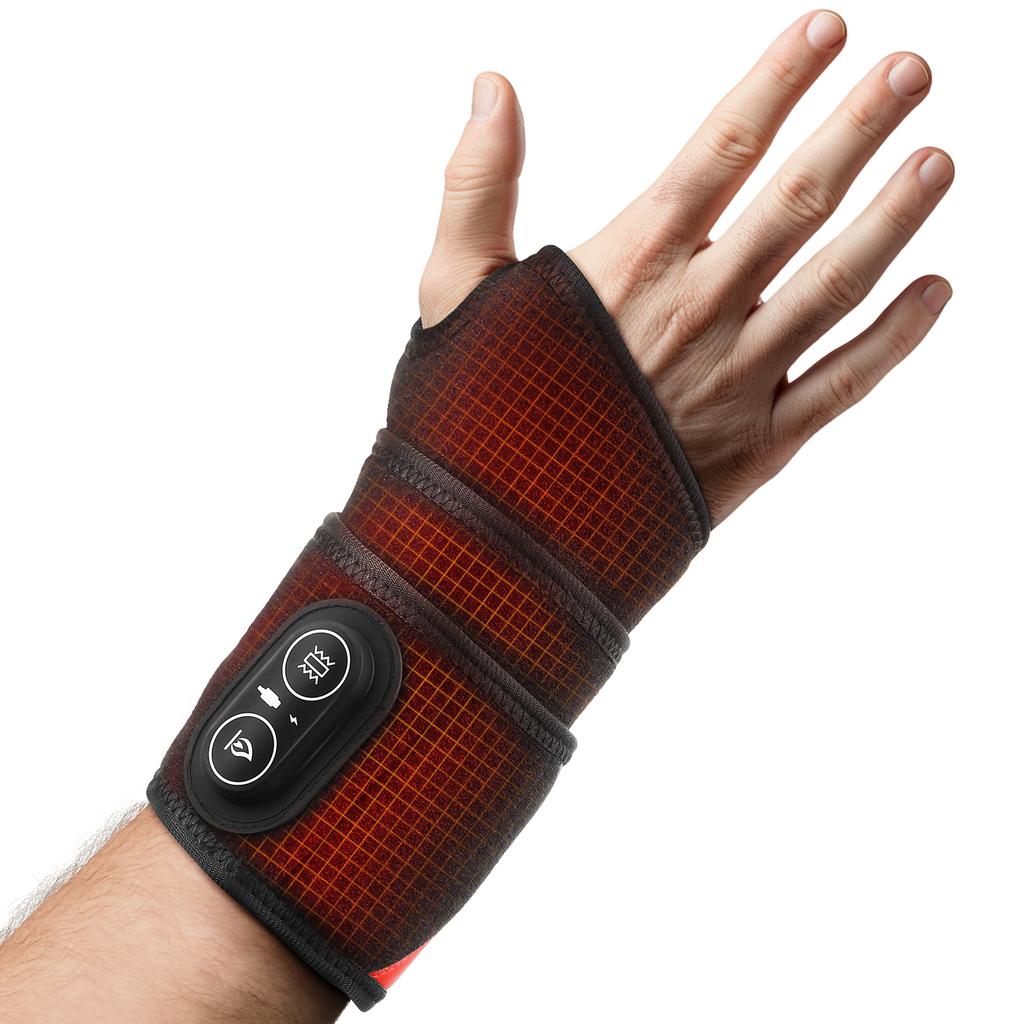 2026 Nieuw Cadeau Elektrische Infrarood Verwarmende Wrap Pols Massager Pad Polsband Bandage met 660 & 850nm Licht 3 Niveaus Vibratie Gewricht Ontspanning