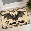 Gothic Bat & Skull Doormat Suitable for Home Entryway, Non-Slip Absorbent with Bat-Themed Mat, Machine Washable Dark Gothic Decor for Entrance, Suitab