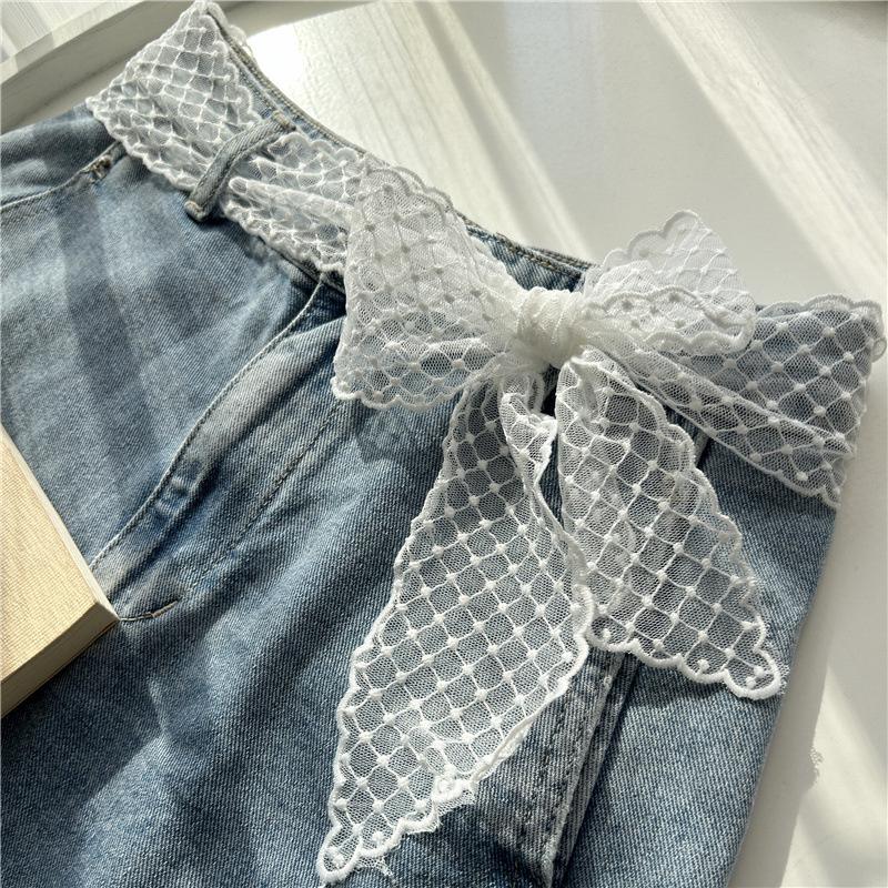 Sweet Lace Belt For Women To Match Skirts And Jeans, White Silk Belt, Long Silk Scarf, Suitable For Daily Wear
