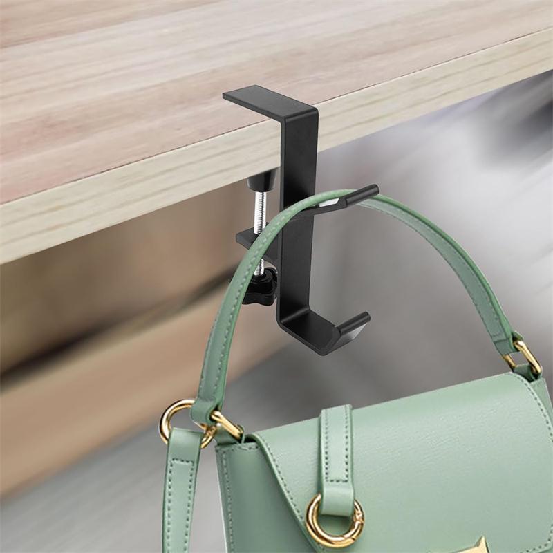 Aluminium Alloy Clamp-On Desk Mount Bag Holder Hook Headphone Hanger Rack for Table Desk Under Counter